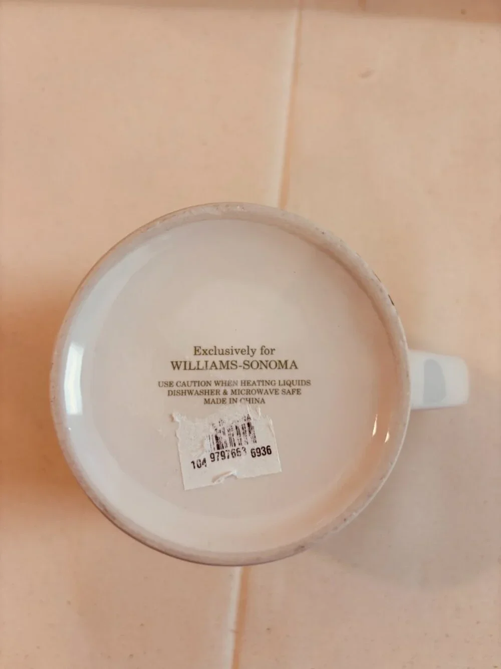 Williams Sonoma Christmas Mug Santa Sleigh Deer Snowy Cabin Winter Holiday